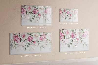 Decoratief glazen wandbord beschrijfbaar en magnetisch Bloemenpaneel voor foto's en notities