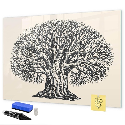 Memobord van glas met print inclusief neodymium magneten Een herinneringsboom met een plek voor foto's