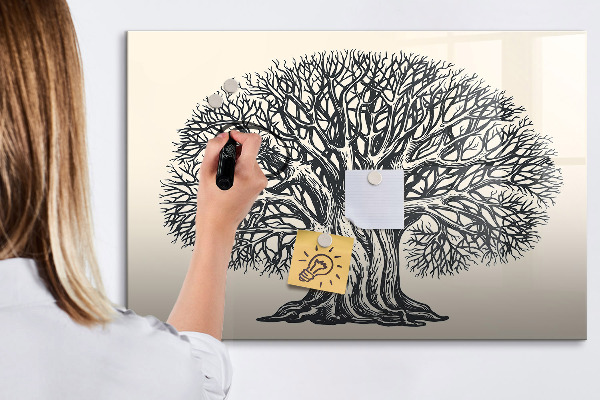 Memobord van glas met print inclusief neodymium magneten Een herinneringsboom met een plek voor foto's