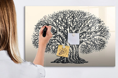 Memobord van glas met print inclusief neodymium magneten Een herinneringsboom met een plek voor foto's
