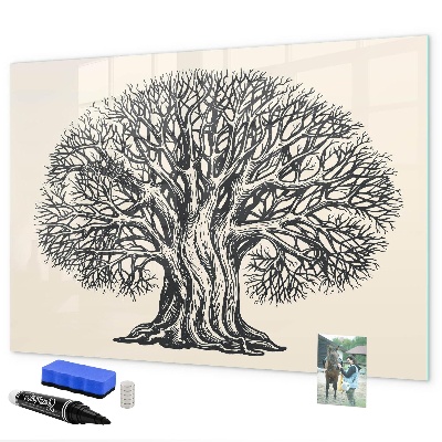 Memobord van glas met print inclusief neodymium magneten Een herinneringsboom met een plek voor foto's