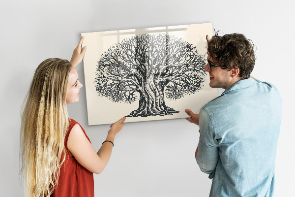 Memobord van glas met print inclusief neodymium magneten Een herinneringsboom met een plek voor foto's