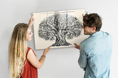 Memobord van glas met print inclusief neodymium magneten Een herinneringsboom met een plek voor foto's
