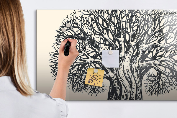 Memobord van glas met print inclusief neodymium magneten Een herinneringsboom met een plek voor foto's
