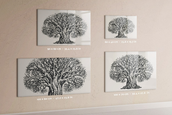 Memobord van glas met print inclusief neodymium magneten Een herinneringsboom met een plek voor foto's