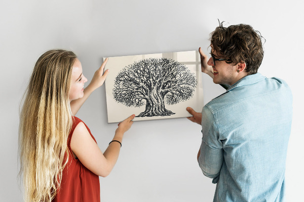 Memobord van glas met print inclusief neodymium magneten Een herinneringsboom met een plek voor foto's
