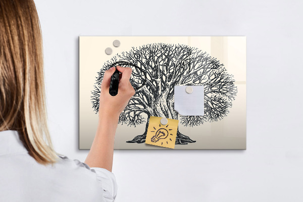 Memobord van glas met print inclusief neodymium magneten Een herinneringsboom met een plek voor foto's