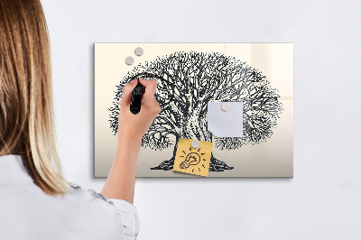 Memobord van glas met print inclusief neodymium magneten Een herinneringsboom met een plek voor foto's