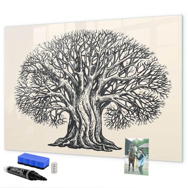 Memobord van glas met print inclusief neodymium magneten Een herinneringsboom met een plek voor foto's