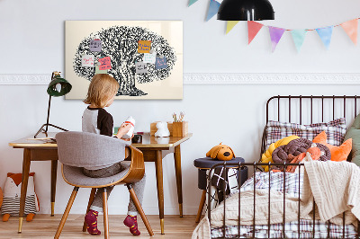Memobord van glas met print inclusief neodymium magneten Een herinneringsboom met een plek voor foto's