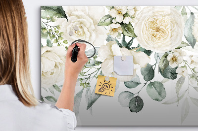 Decoratief glazen wandbord beschrijfbaar en magnetisch Bloemenmotief met ruimte voor foto's