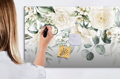 Decoratief glazen wandbord beschrijfbaar en magnetisch Bloemenmotief met ruimte voor foto's