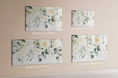 Decoratief glazen wandbord beschrijfbaar en magnetisch Bloemenmotief met ruimte voor foto's
