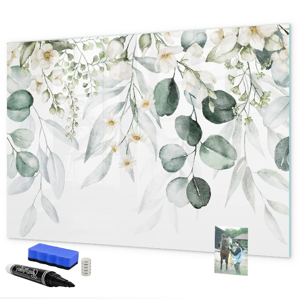 Memobord van glas met print inclusief neodymium magneten Een stijlvol bord om herinneringen op te presenteren.