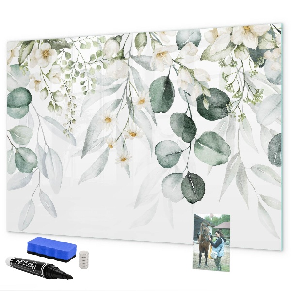 Memobord van glas met print inclusief neodymium magneten Een stijlvol bord om herinneringen op te presenteren.