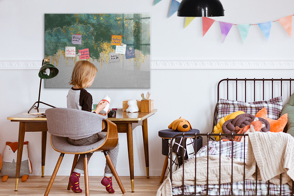 Decoratief glazen wandbord beschrijfbaar en magnetisch Creatief fotopresentatiebord