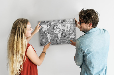 Memobord van glas met print inclusief neodymium magneten Wereldkaart met fotolocaties