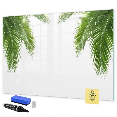 Decoratief glazen wandbord beschrijfbaar en magnetisch Fotobord met een palmmotief