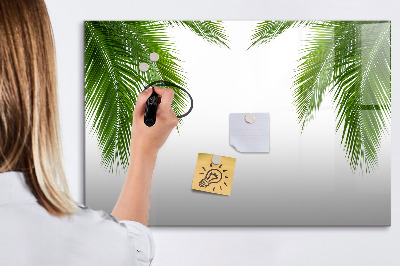 Decoratief glazen wandbord beschrijfbaar en magnetisch Fotobord met een palmmotief