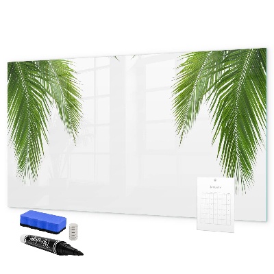 Decoratief glazen wandbord beschrijfbaar en magnetisch Fotobord met een palmmotief
