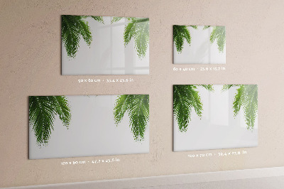 Decoratief glazen wandbord beschrijfbaar en magnetisch Fotobord met een palmmotief