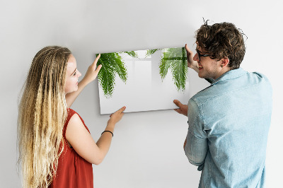 Decoratief glazen wandbord beschrijfbaar en magnetisch Fotobord met een palmmotief