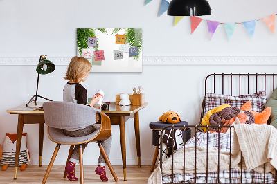 Decoratief glazen wandbord beschrijfbaar en magnetisch Fotobord met een palmmotief