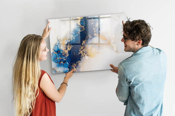Decoratief glazen wandbord beschrijfbaar en magnetisch Modern prikbord voor foto's en notities