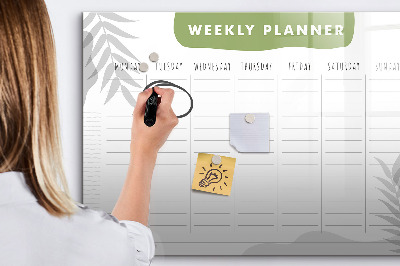 Memobord van glas met print inclusief neodymium magneten Weekplanner met ruimte voor foto's