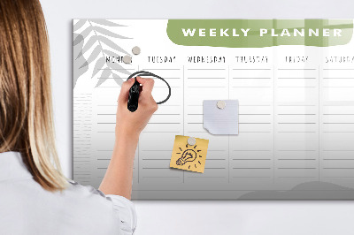 Memobord van glas met print inclusief neodymium magneten Weekplanner met ruimte voor foto's