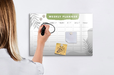 Memobord van glas met print inclusief neodymium magneten Weekplanner met ruimte voor foto's