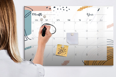 Memobord van glas met print inclusief neodymium magneten Fotoplanner met stift en gum.