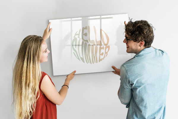Decoratief glazen wandbord beschrijfbaar en magnetisch Zomerherinneringen op een magnetisch bord