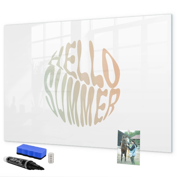 Decoratief glazen wandbord beschrijfbaar en magnetisch Zomerherinneringen op een magnetisch bord