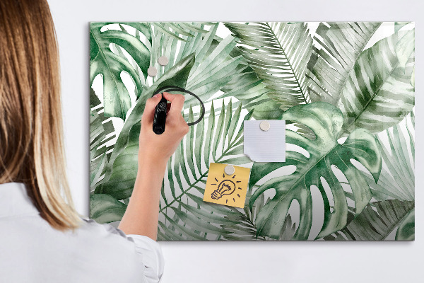 Decoratief glazen wandbord beschrijfbaar en magnetisch Groene poster met foto's en accessoires