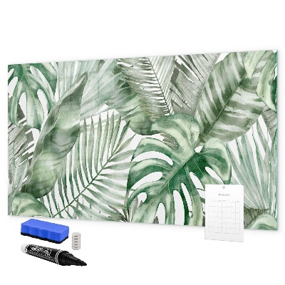 Decoratief glazen wandbord beschrijfbaar en magnetisch Groene poster met foto's en accessoires