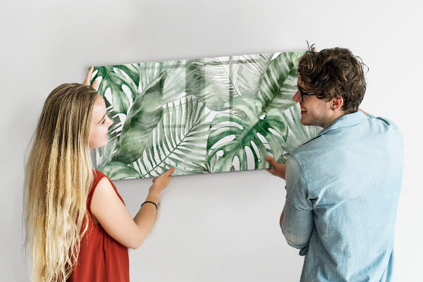 Decoratief glazen wandbord beschrijfbaar en magnetisch Groene poster met foto's en accessoires