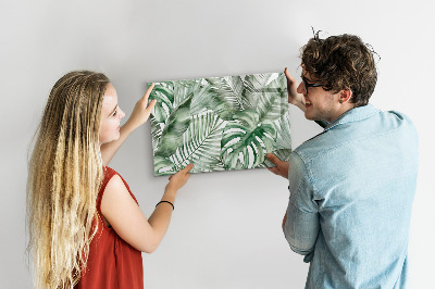 Decoratief glazen wandbord beschrijfbaar en magnetisch Groene poster met foto's en accessoires