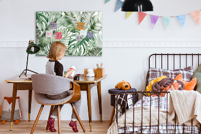 Decoratief glazen wandbord beschrijfbaar en magnetisch Groene poster met foto's en accessoires