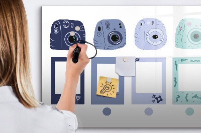 Decoratief glazen wandbord beschrijfbaar en magnetisch Een creatieve plek voor herinneringen en foto's