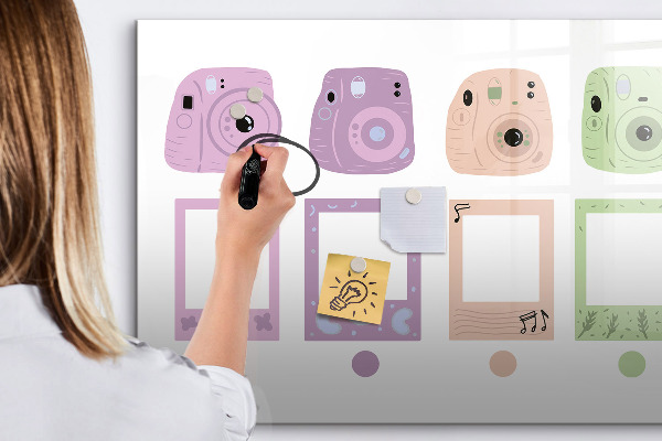 Memobord van glas met print inclusief neodymium magneten Creatief moodboard voor foto's en notities