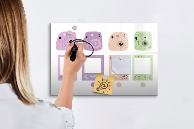 Memobord van glas met print inclusief neodymium magneten Creatief moodboard voor foto's en notities