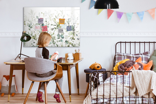 Decoratief glazen wandbord beschrijfbaar en magnetisch Groen bord voor foto's en notities