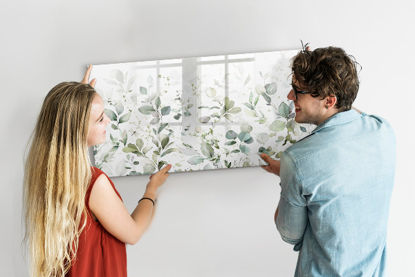 Decoratief glazen wandbord beschrijfbaar en magnetisch Groen bord voor foto's en notities