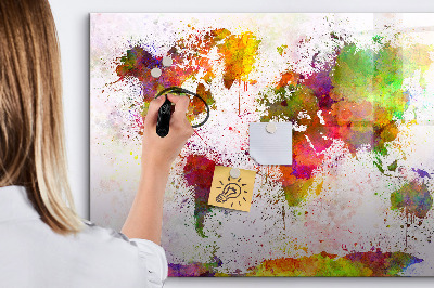 Decoratief glazen wandbord beschrijfbaar en magnetisch Kleurrijke kaart met fotospots
