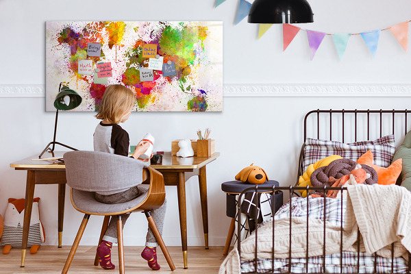 Decoratief glazen wandbord beschrijfbaar en magnetisch Kleurrijke kaart met fotospots