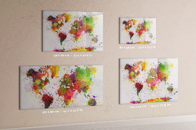 Decoratief glazen wandbord beschrijfbaar en magnetisch Kleurrijke kaart met fotospots