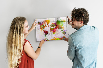 Decoratief glazen wandbord beschrijfbaar en magnetisch Kleurrijke kaart met fotospots