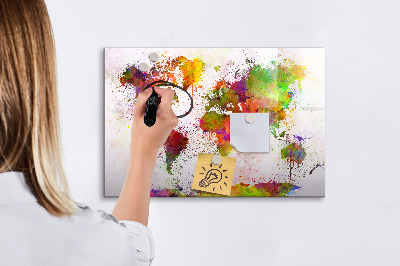 Decoratief glazen wandbord beschrijfbaar en magnetisch Kleurrijke kaart met fotospots