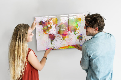Decoratief glazen wandbord beschrijfbaar en magnetisch Kleurrijke kaart met fotospots
